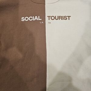 Social Tourist Brown and White Sweatshirt